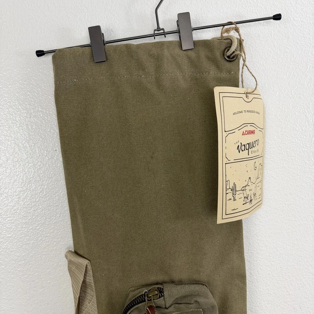 CHAMA Vaquero Chair CARRYING BAG Shoulder Strap Tan Zip Pocket Canvas *